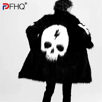 PFHQ Blană Lungă Geci Barbati Skull Model de Iarna cu Motociclete Haute Calitate în aer liber Cald Streetwear Punk Stil Strat 21Z2168