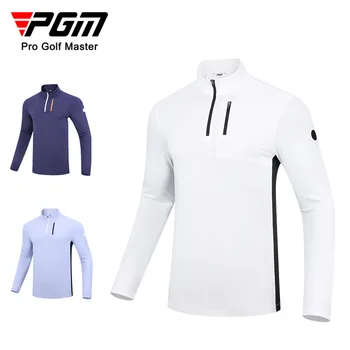 PGM Golf Bărbați Lungă cu Mâneci lungi tricou Tricouri Piele Moale, Prietenos Stand Guler Sport Shirt de Uzură Golf pentru Barbati YF522