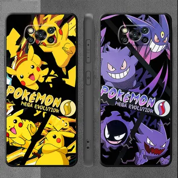 Pikachu Pokemon Caz pentru Xiaomi Poco F1 M3 M4 M5 Pro X3 NFC F5 C40 X4 GT X4 Pro 5G C55 C51 X5Pro Capa Shell Negru husă Moale