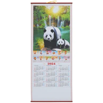 Poster Chineză Decor Tradițional Calendar 2024 Lunar De Anul Nou Decora Perete Agățat Hârtie Decorativă De Birou