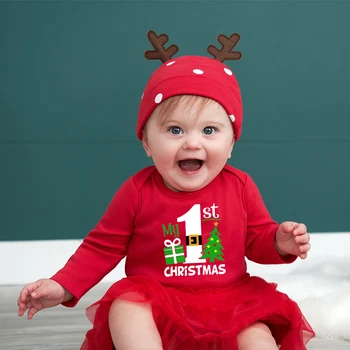 Primul Meu Crăciun Copilul Body Copii Cu Maneca Lunga Romper Salopeta Pentru Fete Baieti Unisex Costum Costum De Crăciun Haine De Petrecere