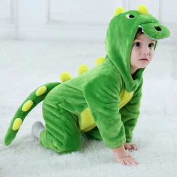 Pui De Dinozaur Costume Kigurumi Verde Desene Animate De Animale Copil Copil Copil Body, Salopeta Bebelus De Carnaval Pentru Copii Dress Up Party
