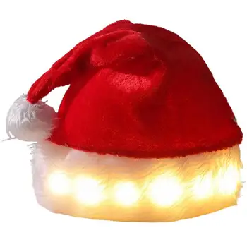 Pălărie De Crăciun De Vacanță De Crăciun Pălărie Moș Crăciun Pălării De Lumina Unisex Santa Pălării Cu Alb De Pluș Pentru Adulți Femei Bărbați Copii