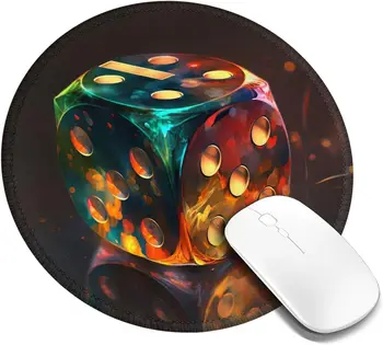 Rece Casino Dice Art Mouse Pad Rotund Mousepad Non-Alunecare de Cauciuc Mouse pad pentru Birou Laptop de Gaming Munca de Birou Acasă Cadouri