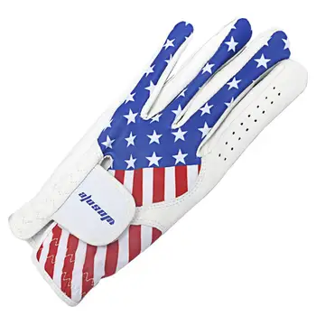 Respirabil Golf, Mănuși pentru Bărbați Reglabil Închidere Manusa de Golf cu Steagul American Model Durabil de Piele Sintetica pentru mâna Stângă