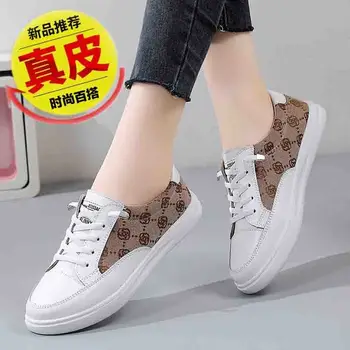 Respirabil Moda din Piele Albe Mici Pantofi Femei Non-alunecare, rezistent la Uzura Casual Plat Sport Piele Pantofi