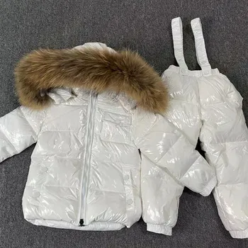 Rusia costum de schi pentru Copii de Iarna Jos Haina de Blană de Raton Copii Sacou Cald Pantaloni Set Toddler Hanorace Baieti Fete Zăpadă Uza