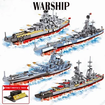 Război Militare Nave de război Blocuri KMS Battleship Bismarck Model Kit Soldat Armă Barca Cărămizi Copii Jucării Militare Set