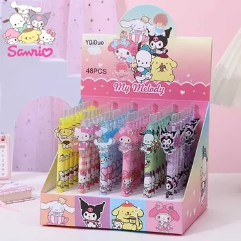 Sanrio 24 /48 Pixuri Cu Gel Drăguț Kuromi Melodia Hello Kitty Acrilice Patch-Uri De Presă Pen 0.5 Negru Fete Highvalue Papetărie Student Cadouri