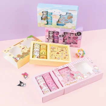 Sanrio Bandă Cutie De Cadou Drăguț Desene Animate Kuromi Melodia Mea Cinnamoroll Pochacco Bronzare Manual Washi Tape