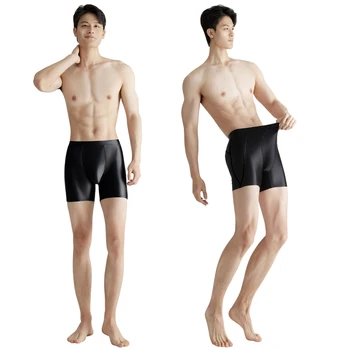satin sexy bărbați lucios pantaloni scurți de Mătase Alunecos, Elastic Mare gras Respirabil stralucitor slip de baie Plus Dimensiune Yoga de Funcționare