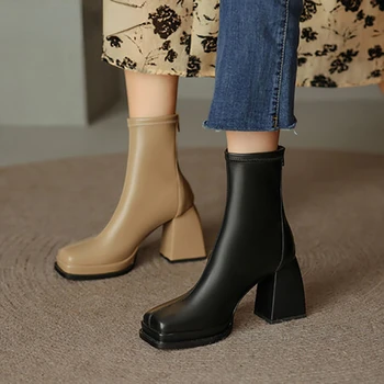 Sexy, Cu Toc Inalt Chelsea Cizme De Moda Pentru Femei Fermoare Botine Pantofi Cu Platforma 2023 Toamna Doamnelor Elegante Scurte Botas