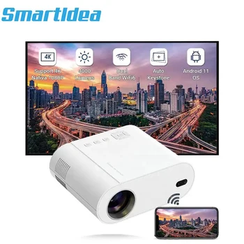 Smartldea Android WIFI 11 6 Full HD, proiector Home Theater Joc bluetooth 5.0 Videoproiector Portabil Mini LCD cu LED-uri de Buzunar Proiector 4K