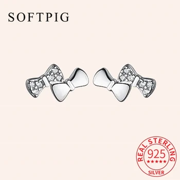 SOFTPIG Real Argint 925 Placat cu Bowknot Cercei Stud Pentru Femei de Moda de Epocă, Bijuterii Fine Minimalist Accesorii