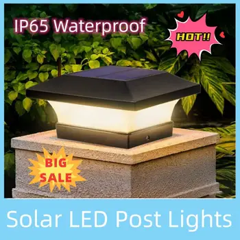 Solar LED Post Lumini Solare-Alimentat Gard Poarta, Strada Lumina IP65 rezistent la apa Pătrat Coloana Lampa pentru Decor Gradina Stigmat Lampa