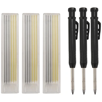 Solid Tâmplar Creioane Cu 18 Rezerve,Unelte Pentru Prelucrarea Lemnului Masiv Groapă Adâncă Stilou De Marcare Instrument Pentru Prelucrarea Lemnului Arhitect