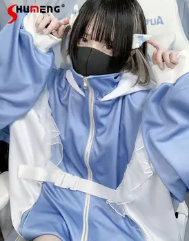 Stil japonez Harajuku Culoare de Apă Jachete pentru Femei 2023 Noua Mea Serie Subcultură Clasic de Culoare Albastru Seria Sport Coat