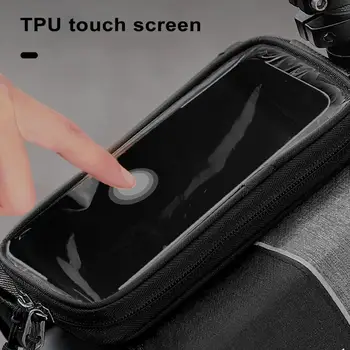 Suport de biciclete Sac Impermeabil Față de Bicicletă Cadru Sac, cu o Capacitate de Telefon cu Touch Screen Săculeț Ideal pentru Ciclism Mtb Ecran Tactil