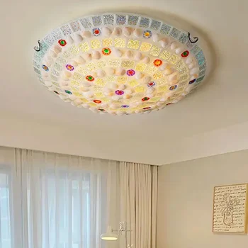 Tiffany Lampă de Tavan pentru Camera de zi Dormitor Loft Acasă Luminaria Decor Lumini LED Interior Culoare Coajă de Sticlă corp de Iluminat