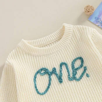 Toamna Iarna Pentru Copii Fată Băiat Haine Tricot Pulover Tricoul Romper Un Print Cu Maneci Lungi De Sus