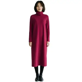 Toamna și iarna 2023 femei din coreea de bumbac și îngroșa rochie Guler Maneca Lunga Rochie vestidos simplu femei de îmbrăcăminte