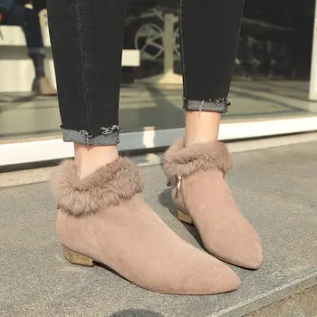 toamna și iarna zapada ghete femei de moda blană cald bumbac cizme scurte femei impermeabil anti-alunecare pantofi plat femeie gh