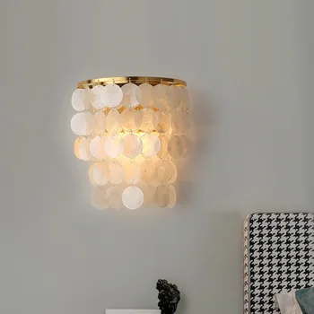 Transfrontaliere Nordic Dormitor Noptieră Lampa De Perete Dormitor Confortabil Fată Modernă Shell Simplu, Culoar, Camera De Zi Lumina Înapoi Lumina
