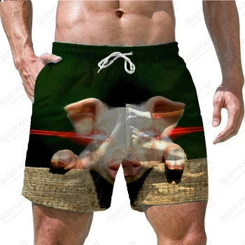 Vara Fierbinte de Vânzare Nou pantaloni Scurți pentru Bărbați Pantaloni de Plajă Animal Porc de Imprimare 3D Hawaiian Beach Stil Mare Cordon de Bărbați Acasa pantaloni Scurți