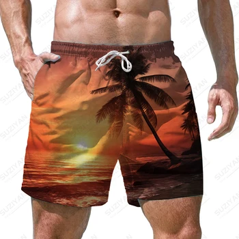 Vara noi pantaloni scurți pentru bărbați de pe litoral peisaj 3D imprimate pantaloni scurți pentru bărbați de vacanță în stil bărbați pantaloni scurți de moda trendy casual pantaloni scurți pentru bărbați