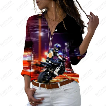 Vara noua doamnă tricou cu motociclete 3D imprimate doamna tricou cool stil casual doamnelor tricou tendință de moda liber lady shirt