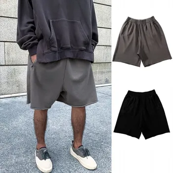 Vara pantaloni Scurți pentru Bărbați Kanye Același Sezon 6 Grele Spălate în Dificultate Buclate pantaloni Scurți de sex Masculin Stradă la Modă Codrin Streetwear
