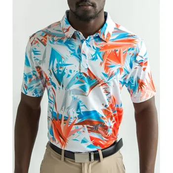 Vara Uzură Golf Golf Bărbați Performance Jersey Maneci Scurte T-shirt de Imprimare Golf Polo Shirt iute Uscat Sport Îmbrăcăminte de Vânzare Fierbinte