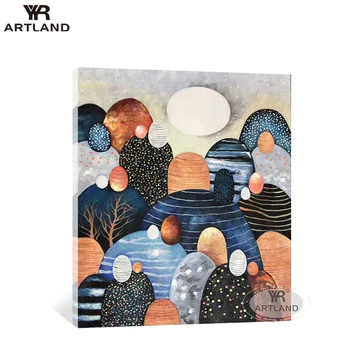YYR-ARTLAND Modern, abstract, desene animate munți imagine drăguț lucrate Manual pe panza pictura in ulei decor de perete poster pentru camera copiilor