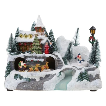 Zăpadă de crăciun Casa Figurina cu Led Lumina Stralucitoare Muzica de Rotație pentru Casa Dormitor Camera Copiilor Decor