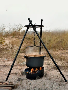 În aer liber echipament de camping, picnic oală set portabil livrările de gaze aragaz gratar lemne de foc oală fierbinte.